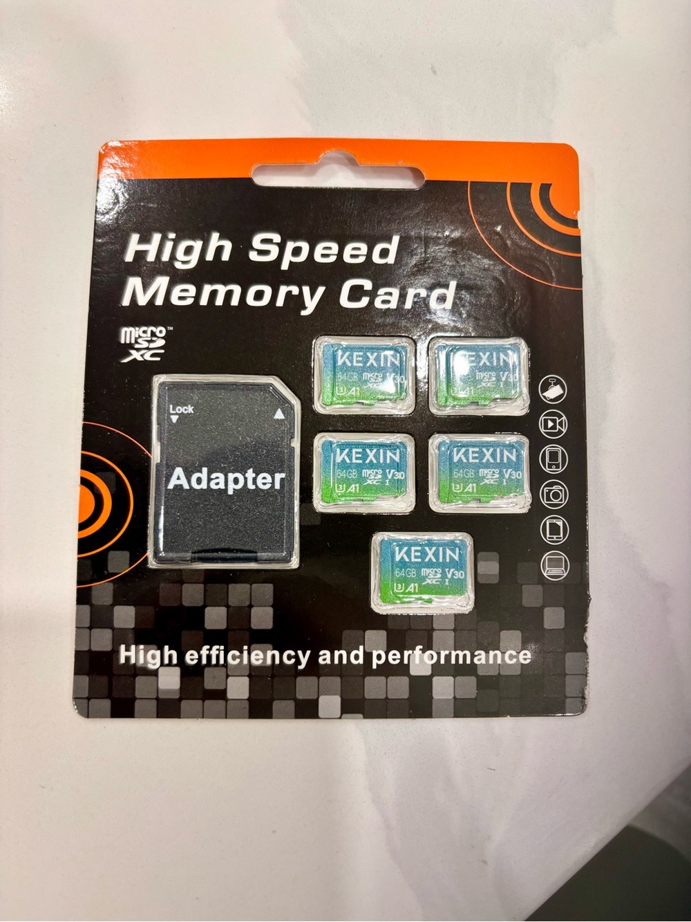 KEXIN High Speed MicroSD Cards with Adapter - Green/Blue x5